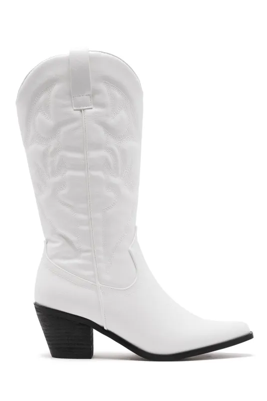 THERAPY Clayton Cowboy Boot White Faux Suede sold by Selfie Leslie