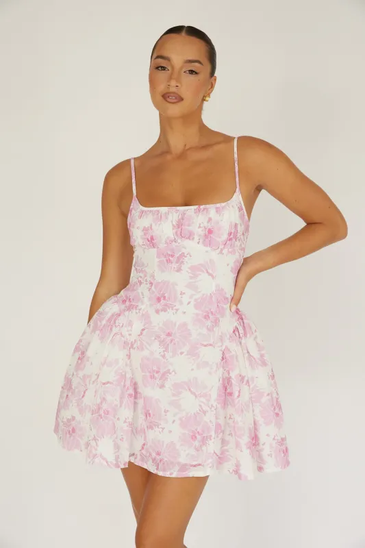 Courting Cami Strap Mini Dress Floral Pink sold by Selfie Leslie