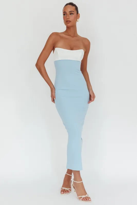 Regent Strapless Maxi Dress Contrast Blue sold by Selfie Leslie