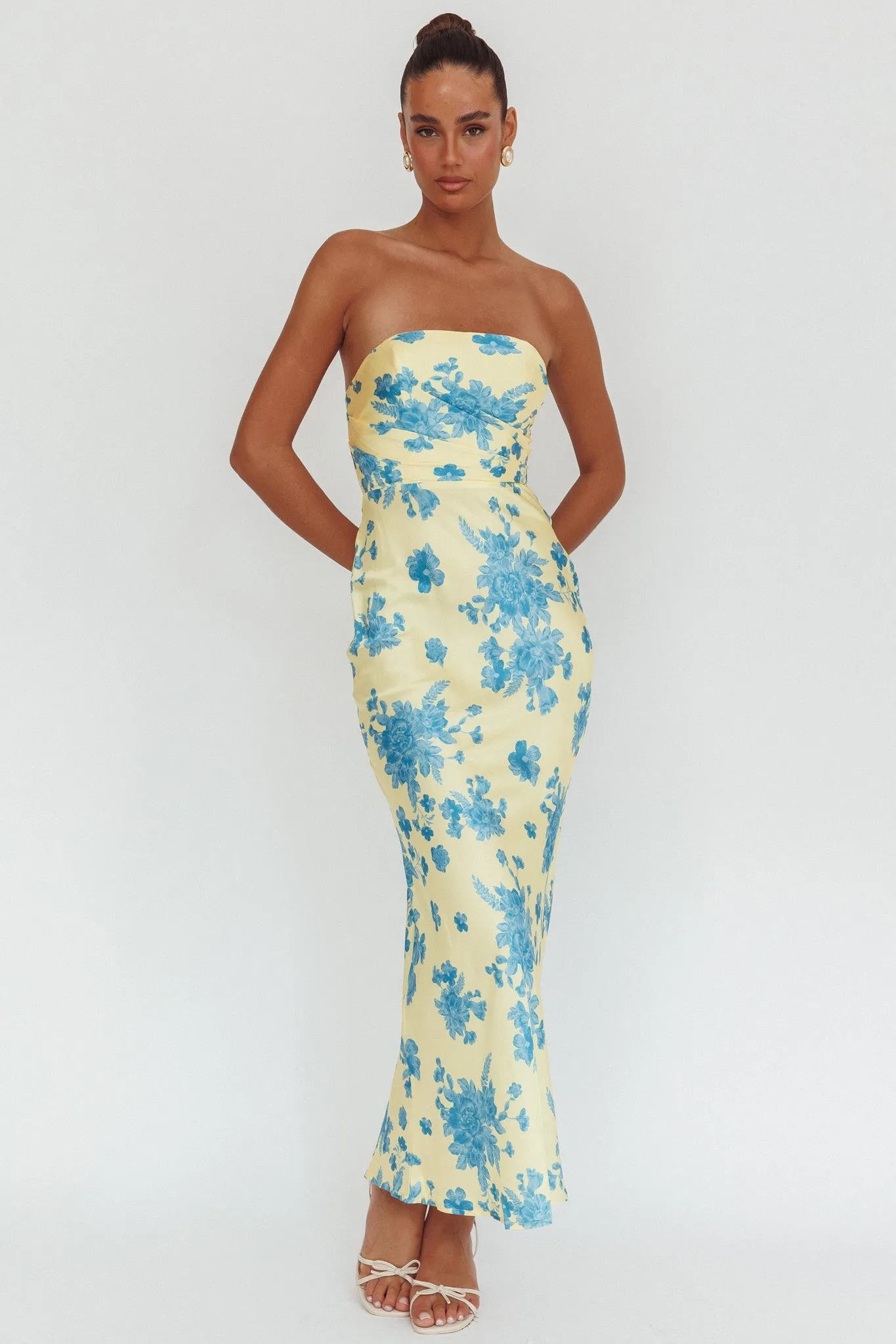 City Of Stars Strapless Maxi Dress Floral Yellow sold by Selfie Leslie product image thumbnail 5