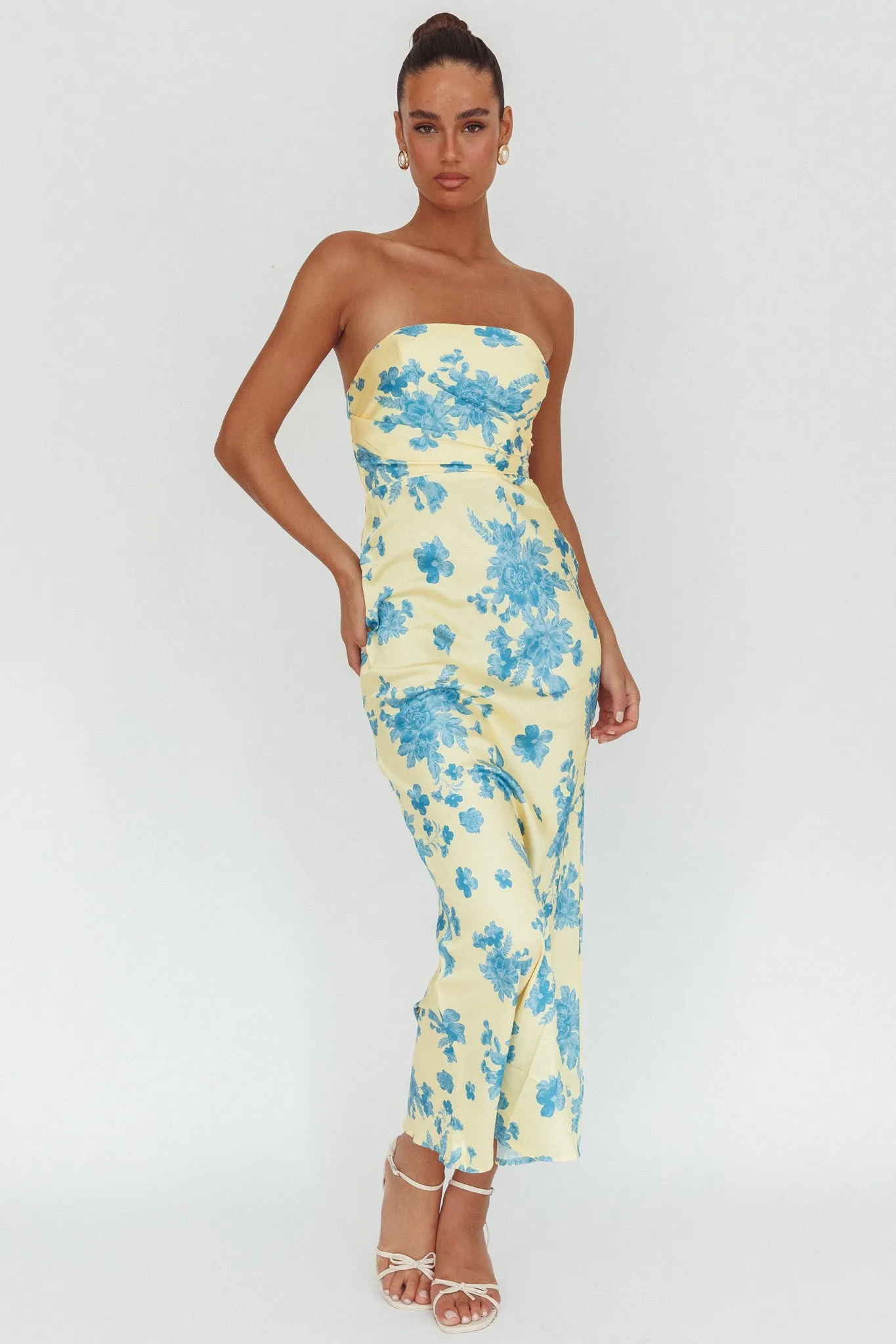 City Of Stars Strapless Maxi Dress Floral Yellow sold by Selfie Leslie product image thumbnail 4