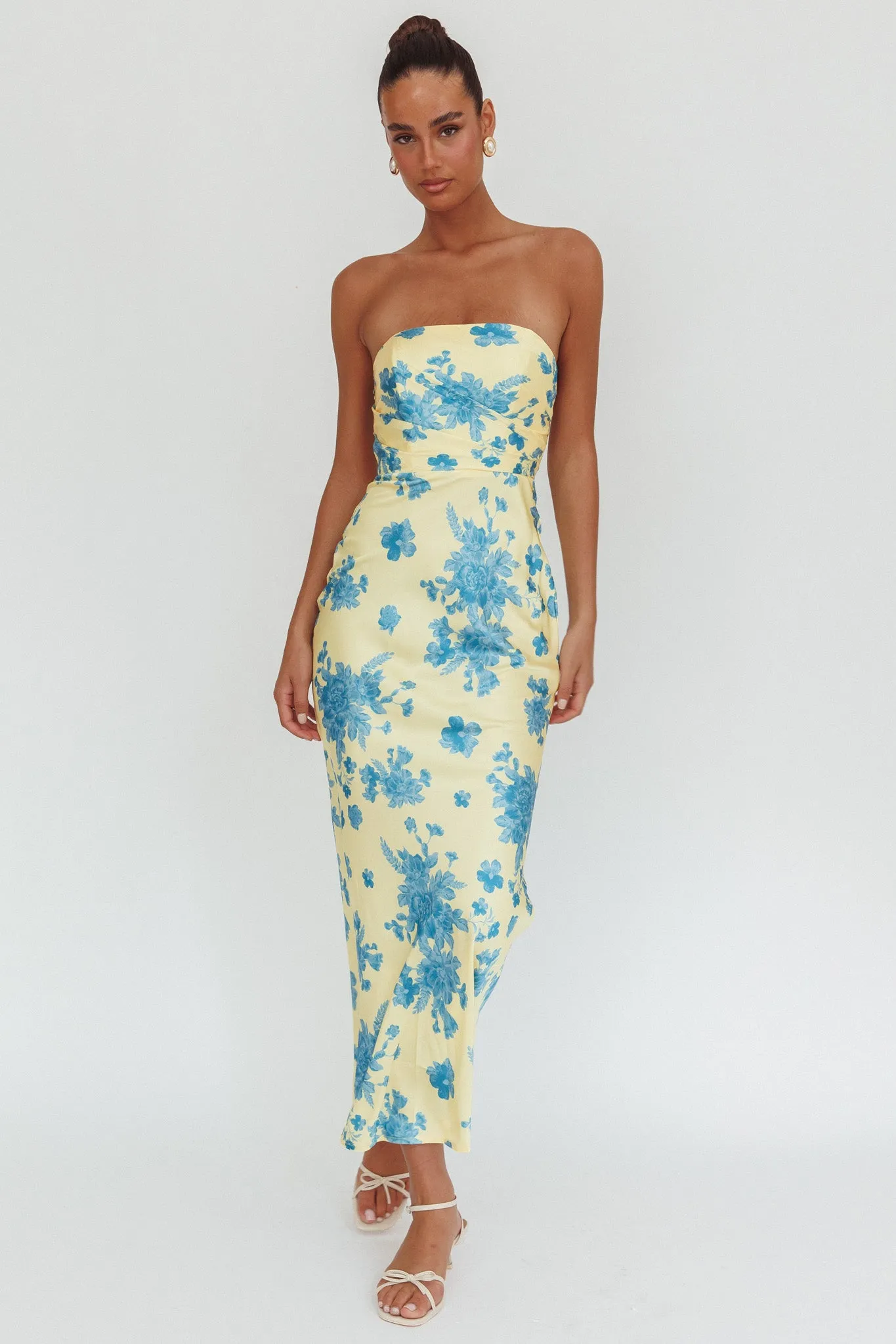 City Of Stars Strapless Maxi Dress Floral Yellow sold by Selfie Leslie