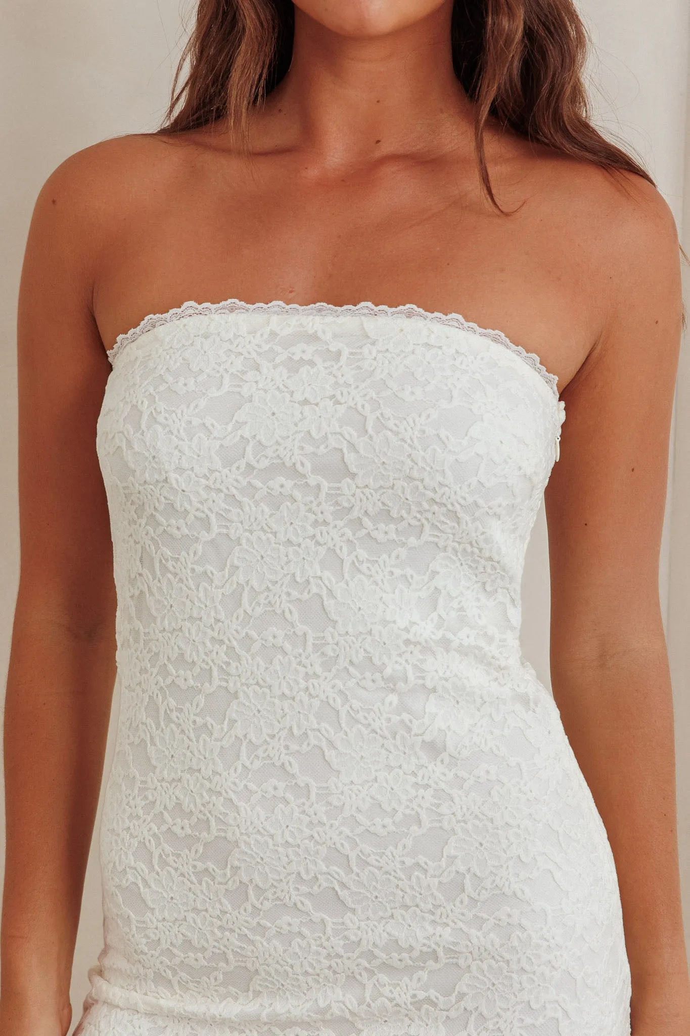 Artice Strapless Maxi Dress Lace Cream sold by Selfie Leslie product image thumbnail 3