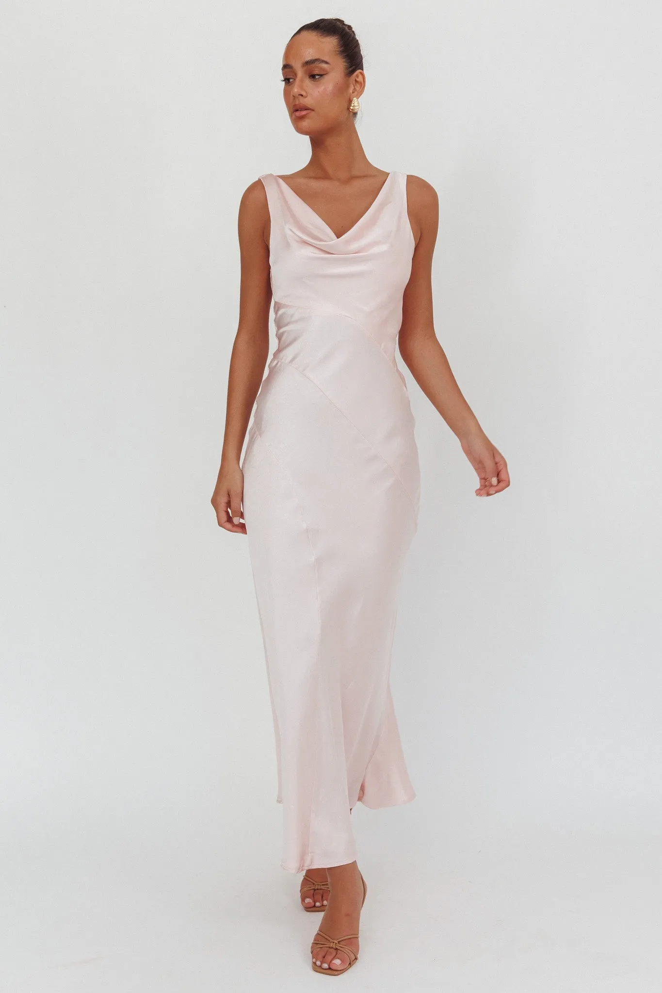 Good Intentions Cowl Neck Open Back Maxi Dress Pink sold by Selfie Leslie product image thumbnail 4