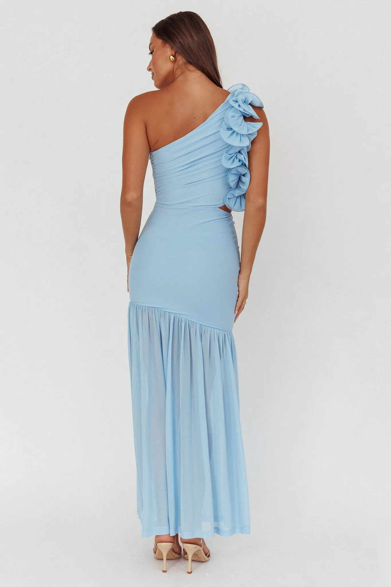 Deanna One-Shoulder Sheer Hem Maxi Dress Blue sold by Selfie Leslie product image thumbnail 2