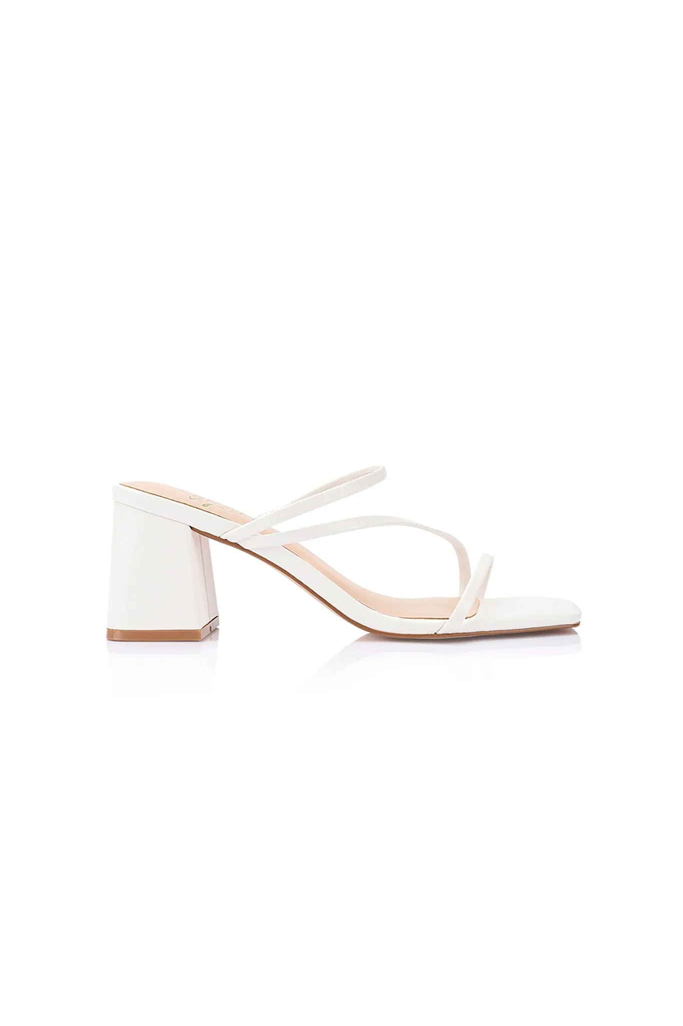 VERALi Stanford Block Heel Mules White sold by Selfie Leslie
