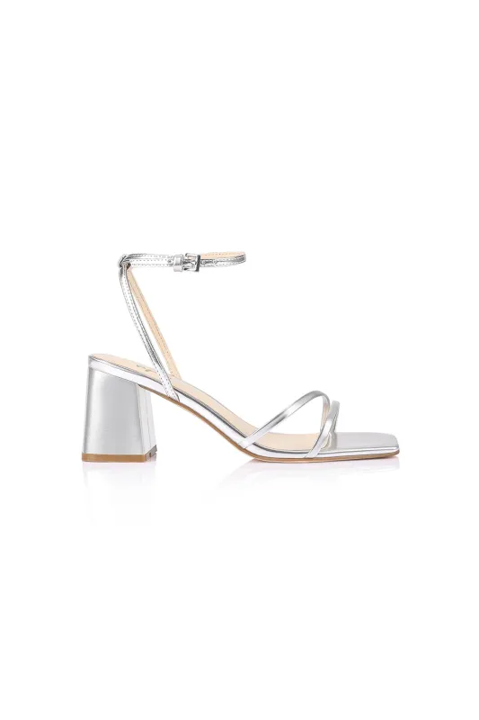 VERALi Stevie Block Heel Sandal Silver Metallic sold by Selfie Leslie