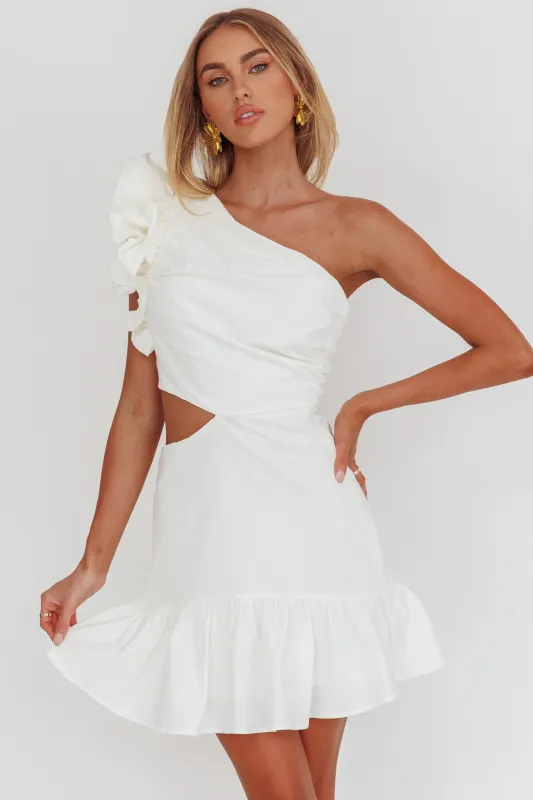 Deanna One-Shoulder Cut-Out Mini Dress White sold by Selfie Leslie