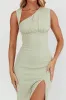 Daleela Asymmetric Neckline Maxi Dress Sage sold by Selfie Leslie