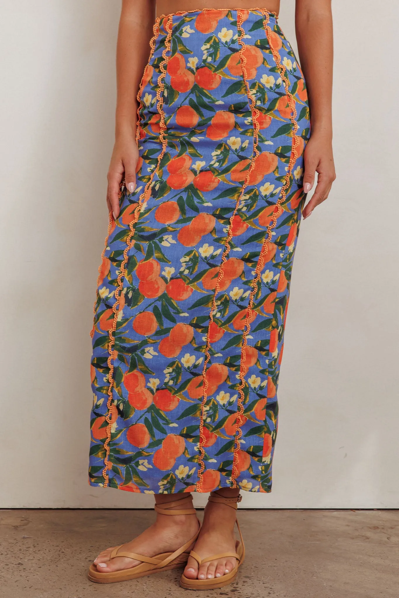 Chamberlain Scallop Trim Maxi Skirt Citrus Orange sold by Selfie Leslie