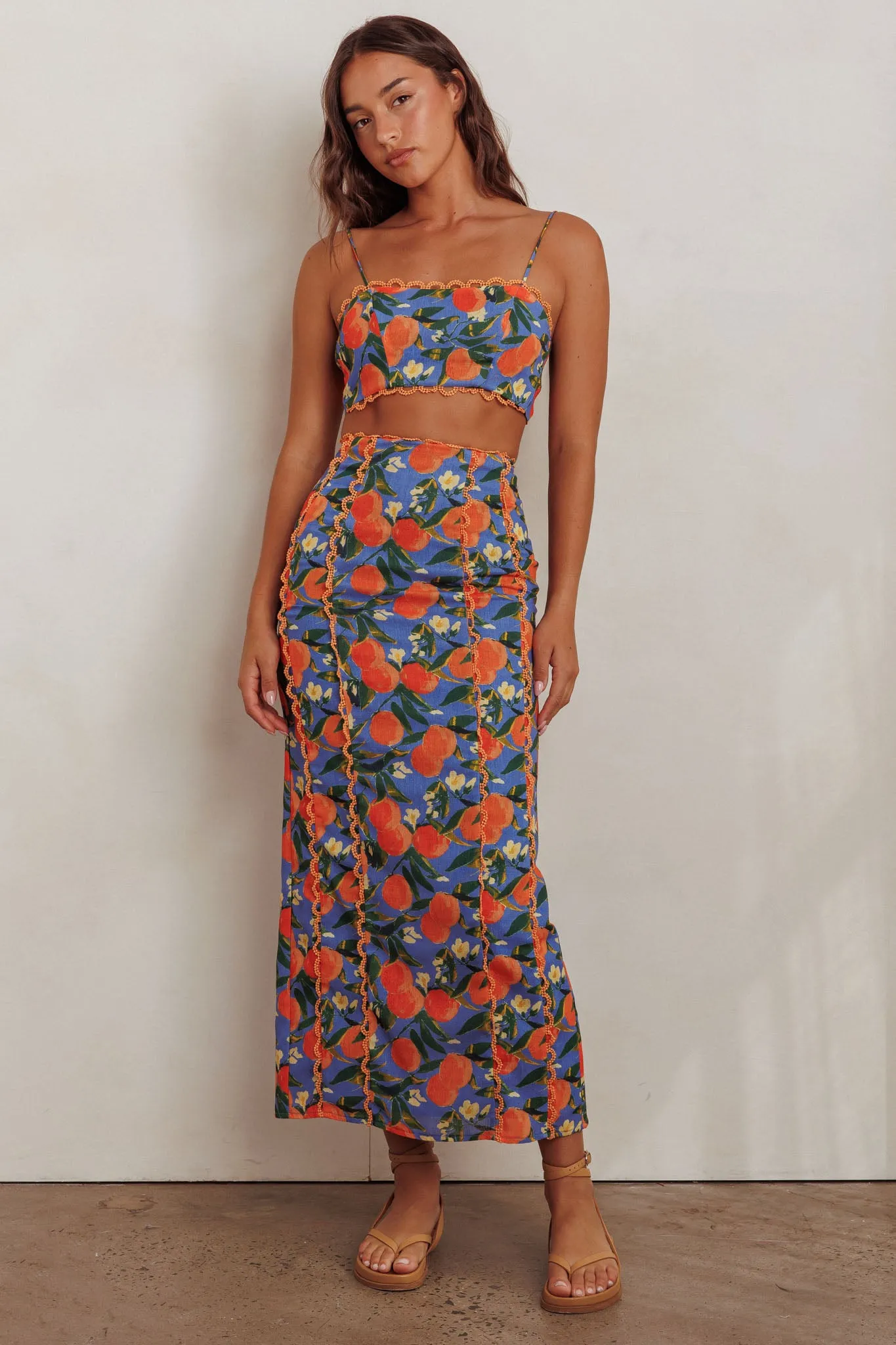 Chamberlain Scallop Trim Maxi Skirt Citrus Orange sold by Selfie Leslie product image thumbnail 2