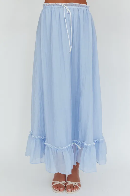 Maidens Tie Detail Overlock Maxi Skirt Cloud Blue sold by Selfie Leslie