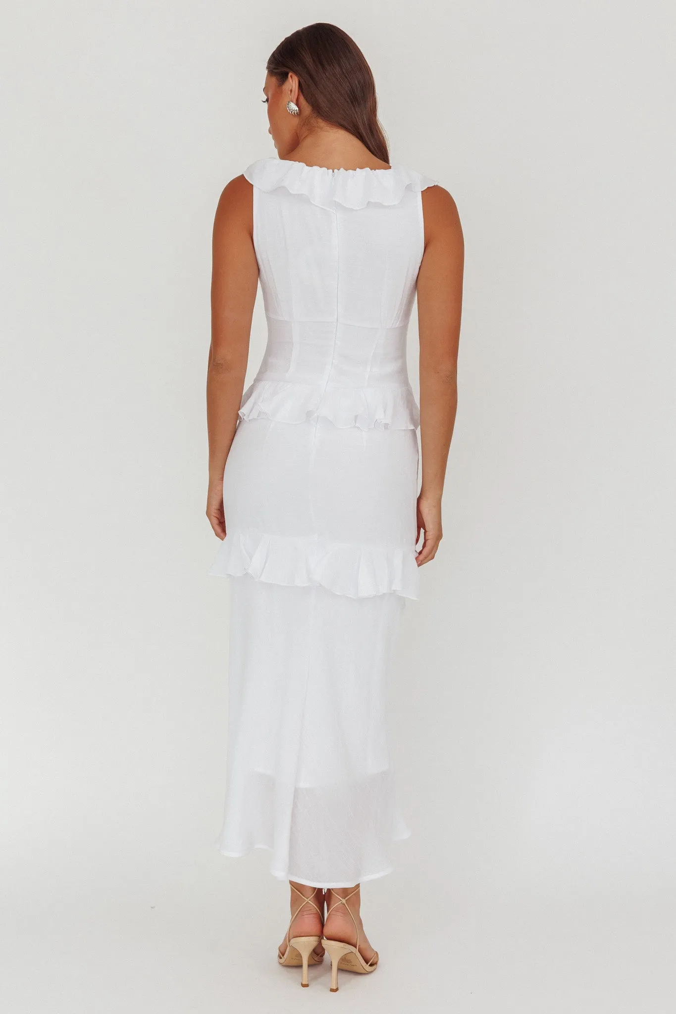 Arrabel Ruffle Trim Bust Tie Maxi Dress White sold by Selfie Leslie product image thumbnail 2