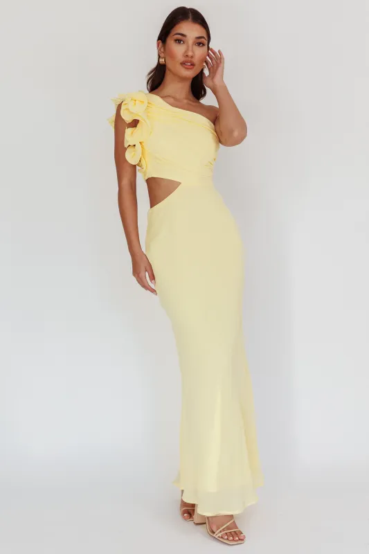 Deanna One-Shoulder Ruffle Maxi Dress Yellow sold by Selfie Leslie