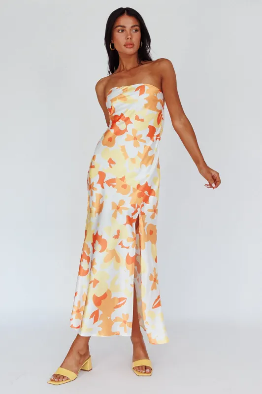 Latisha Strappy Cowl Back Midi Dress Floral Orange sold by Selfie Leslie