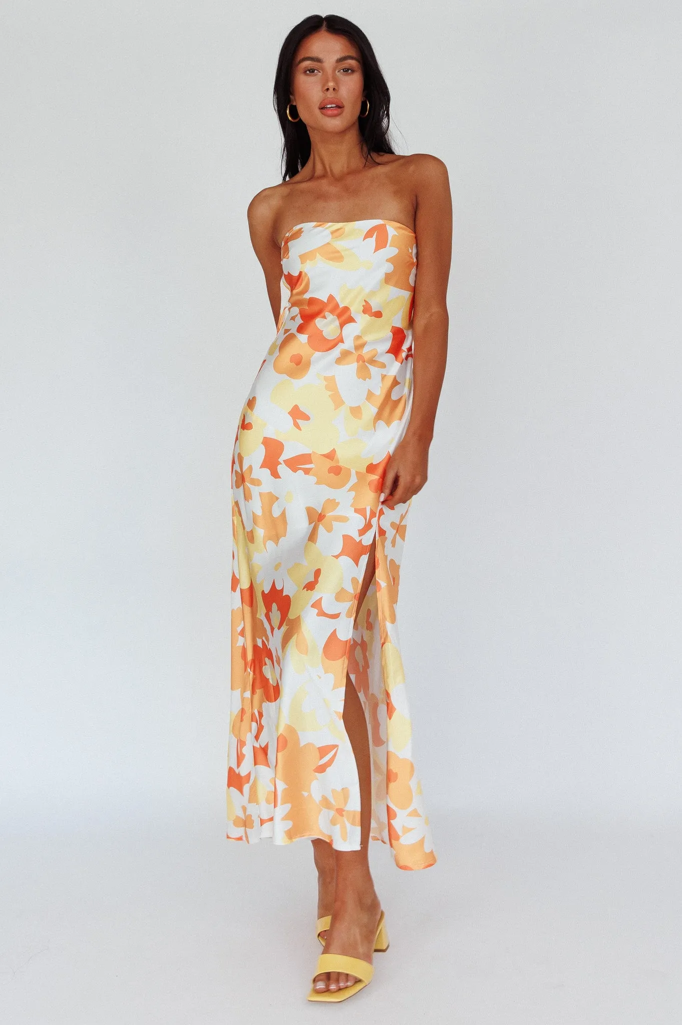 Latisha Strappy Cowl Back Midi Dress Floral Orange sold by Selfie Leslie product image thumbnail 5