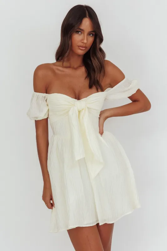 Perfect Worlds Off-Shoulder Mini Dress Textured Ivory sold by Selfie Leslie