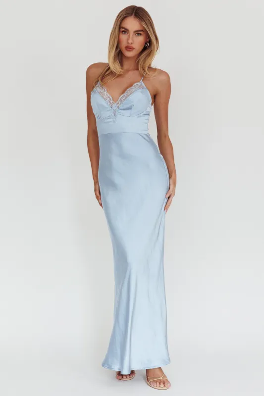 Summer Of Love Lace Trim Maxi Dress Blue sold by Selfie Leslie