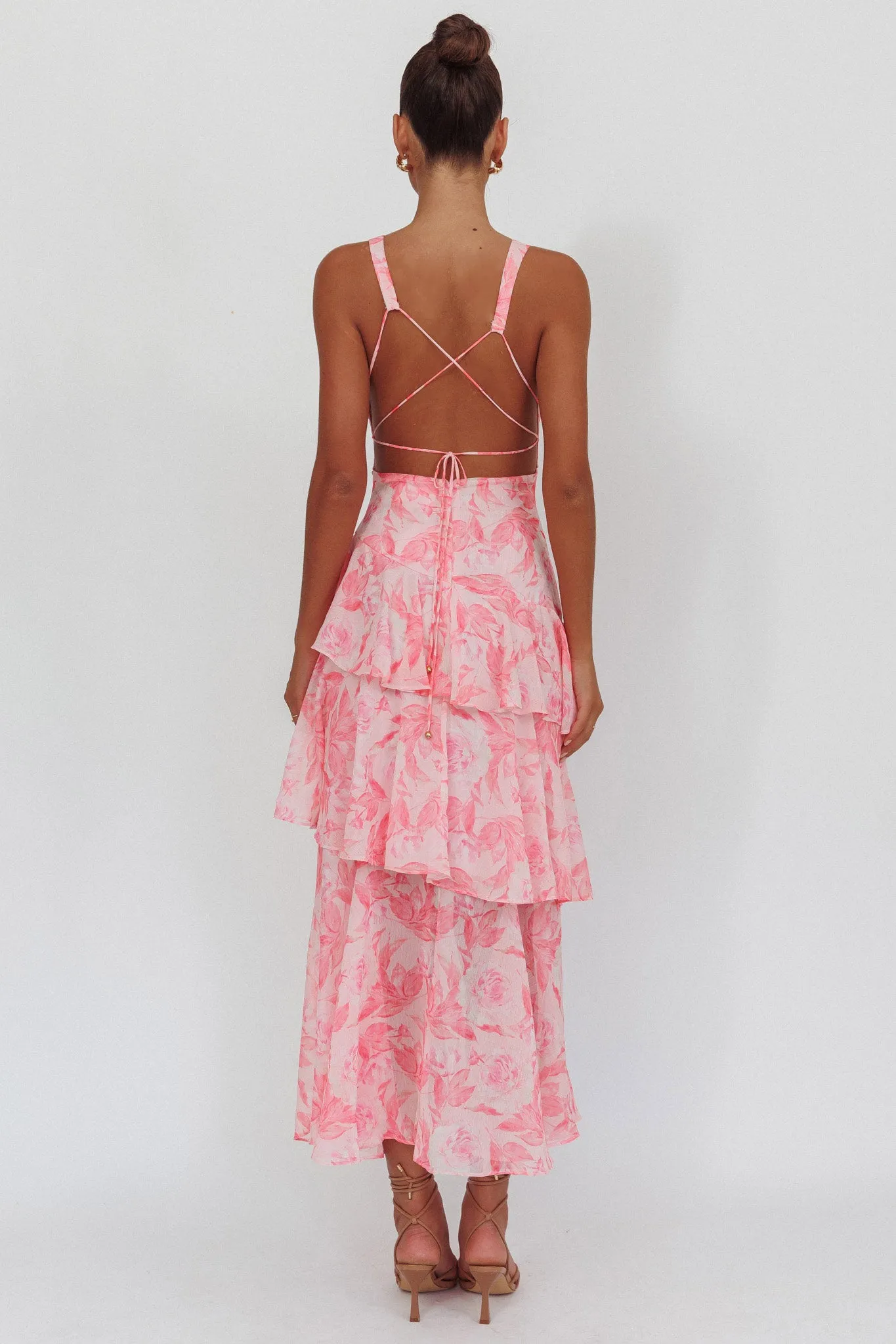 Veda Strappy Back Maxi Dress Floral Pink sold by Selfie Leslie product image thumbnail 2