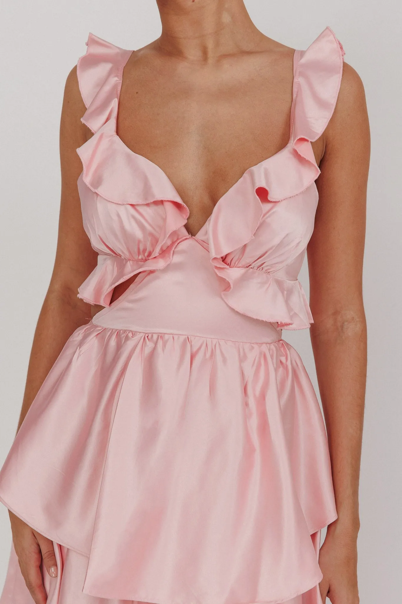 Catalina Tiered Ruffle Cut-Out Maxi Dress Blush sold by Selfie Leslie product image thumbnail 3