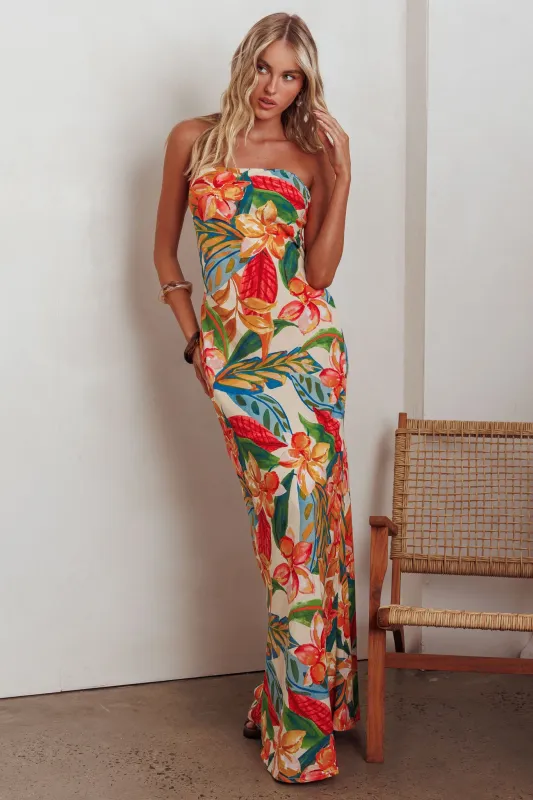 Bird Of Paradise Tied Cowl Back Maxi Dress Botanical sold by Selfie Leslie