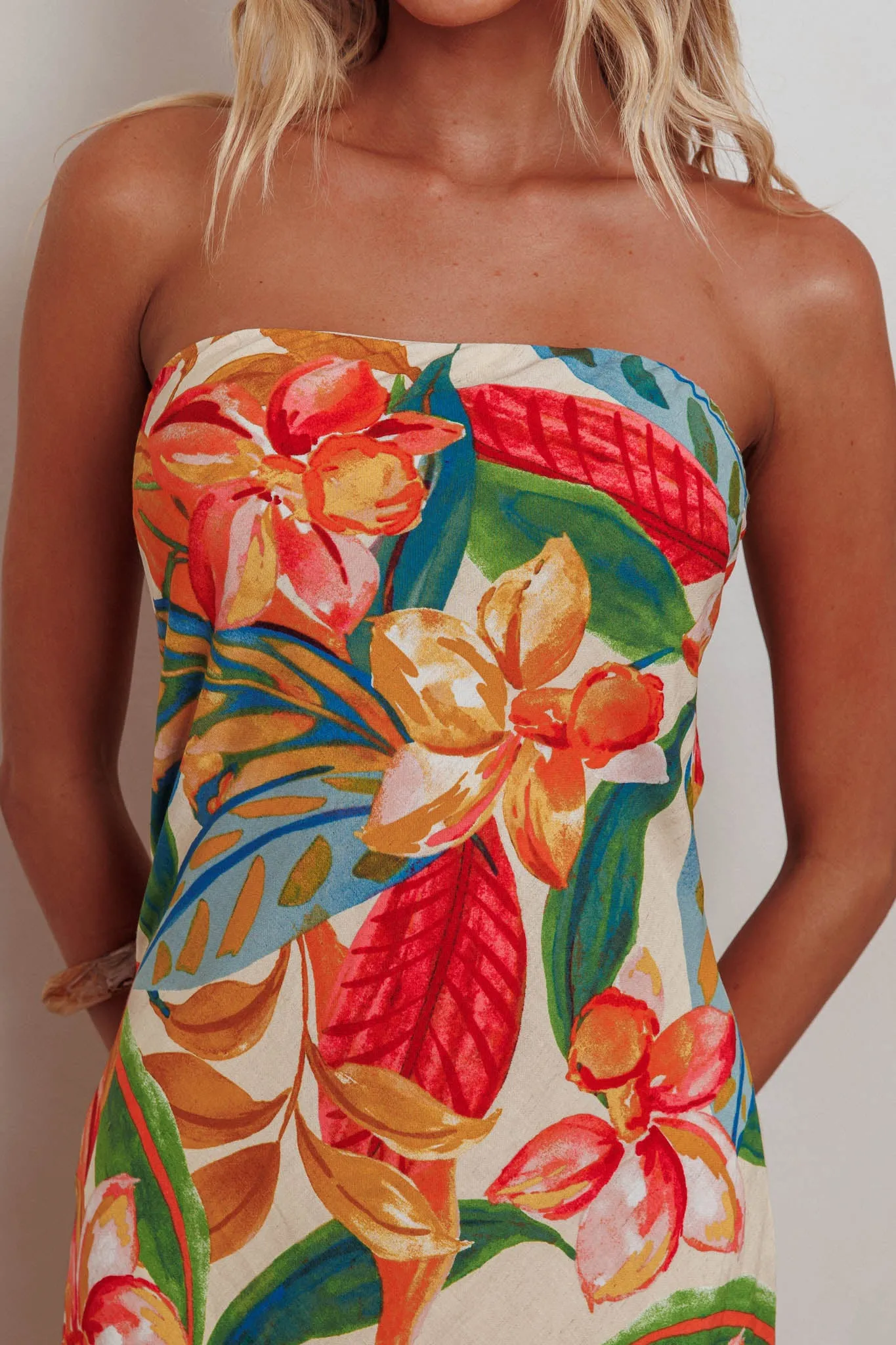 Bird Of Paradise Tied Cowl Back Maxi Dress Botanical sold by Selfie Leslie product image thumbnail 4