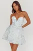 Gem Deep Sweetheart Neckline Mini Dress Floral Blue sold by Selfie Leslie