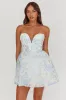 Gem Deep Sweetheart Neckline Mini Dress Floral Blue sold by Selfie Leslie