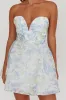 Gem Deep Sweetheart Neckline Mini Dress Floral Blue sold by Selfie Leslie
