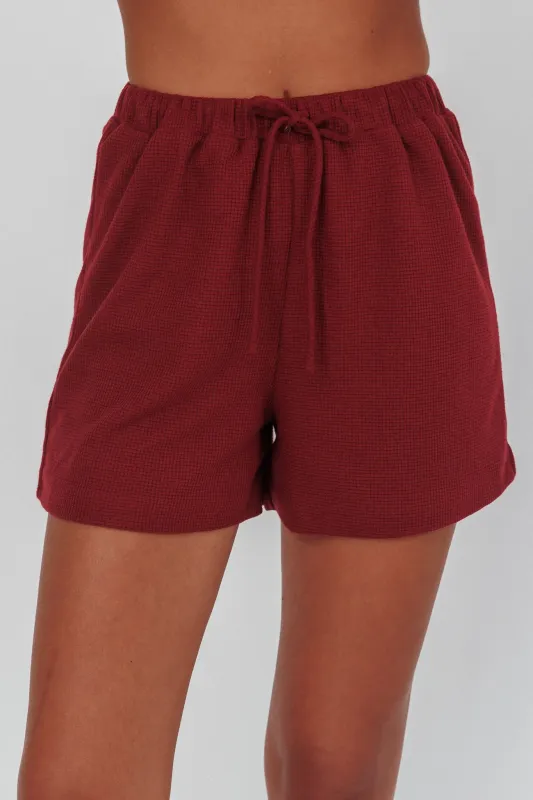 Ryder Drawstring Shorts Burgundy sold by Selfie Leslie