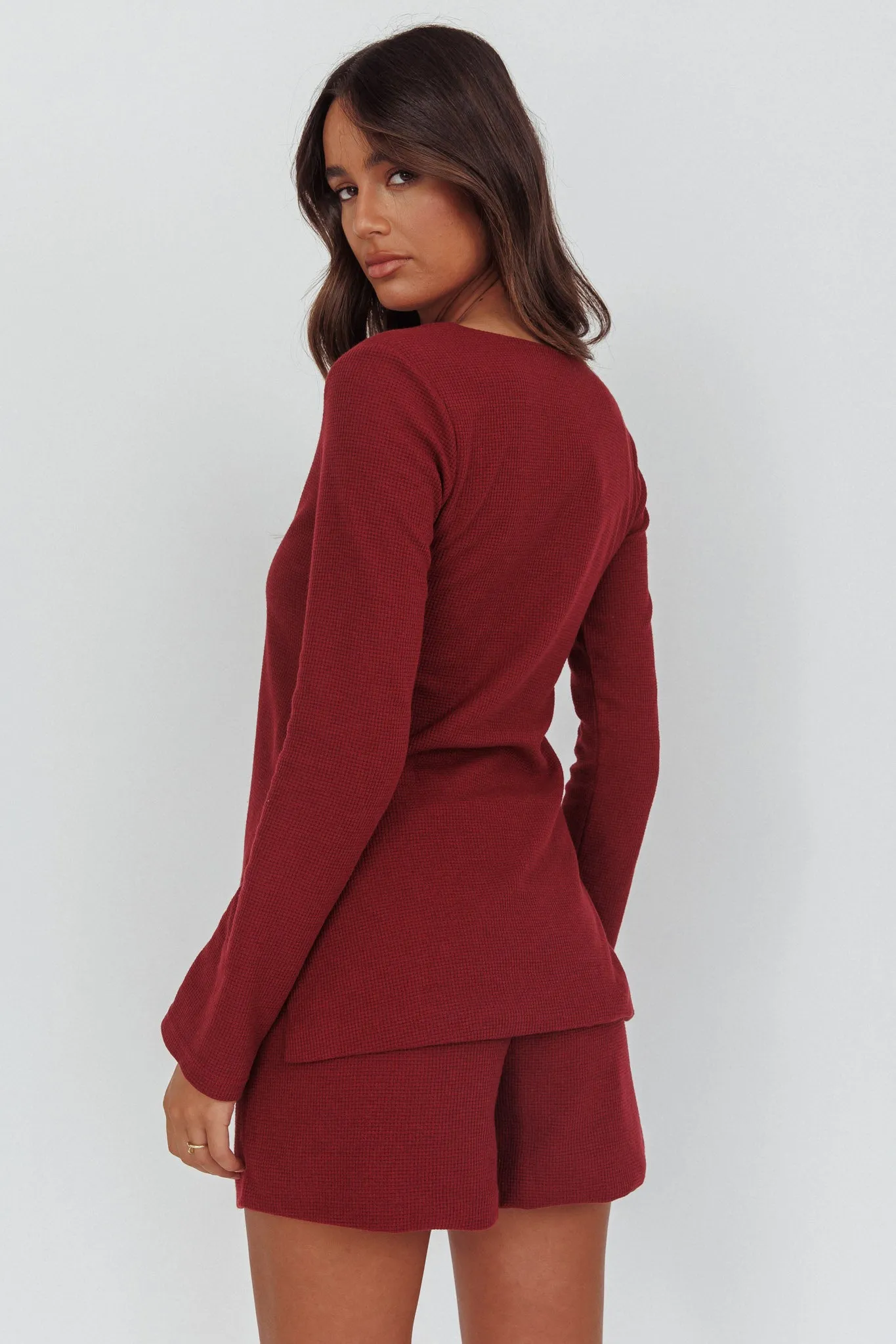 Ryder Drawstring Shorts Burgundy sold by Selfie Leslie product image thumbnail 4