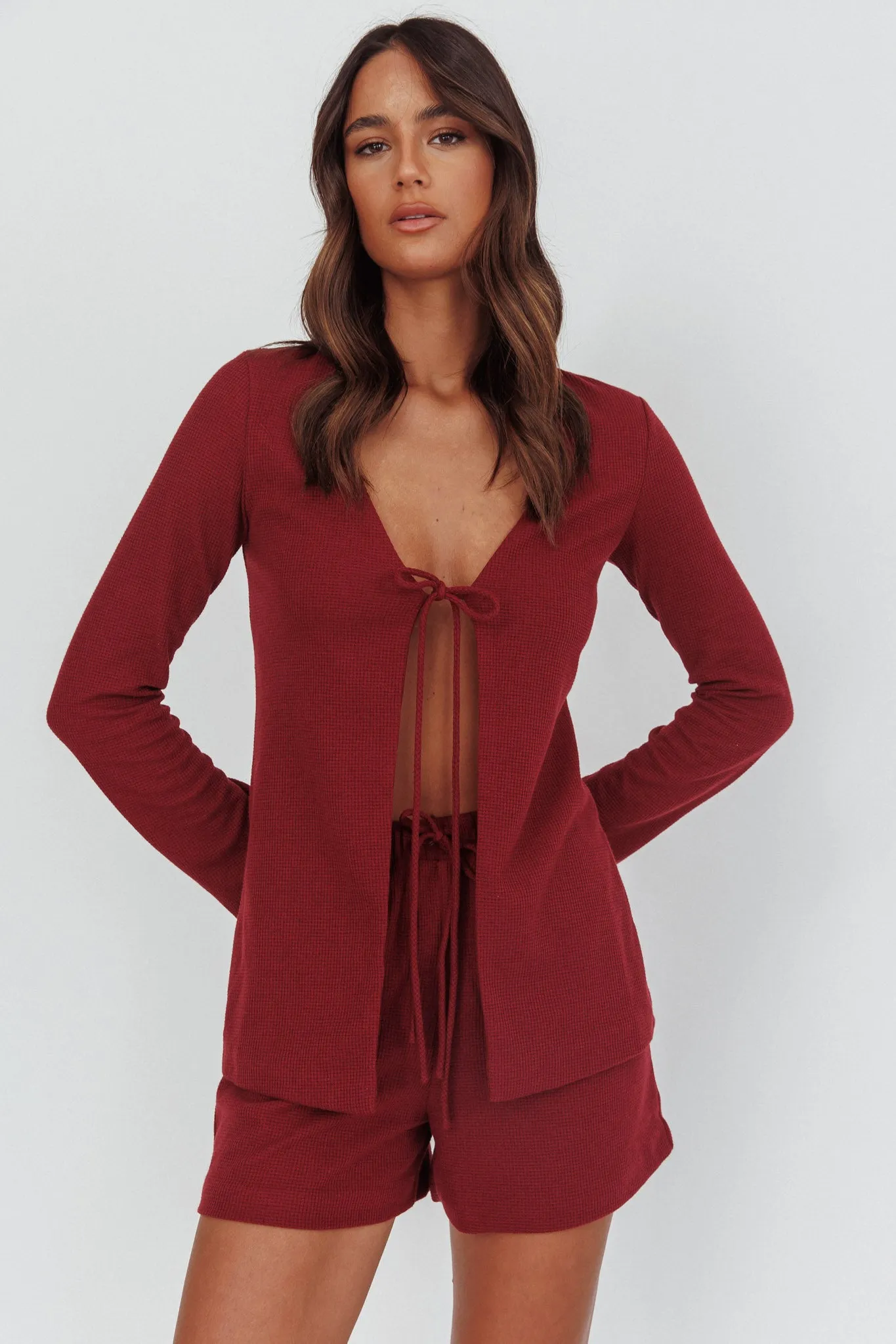 Ryder Drawstring Shorts Burgundy sold by Selfie Leslie product image thumbnail 2