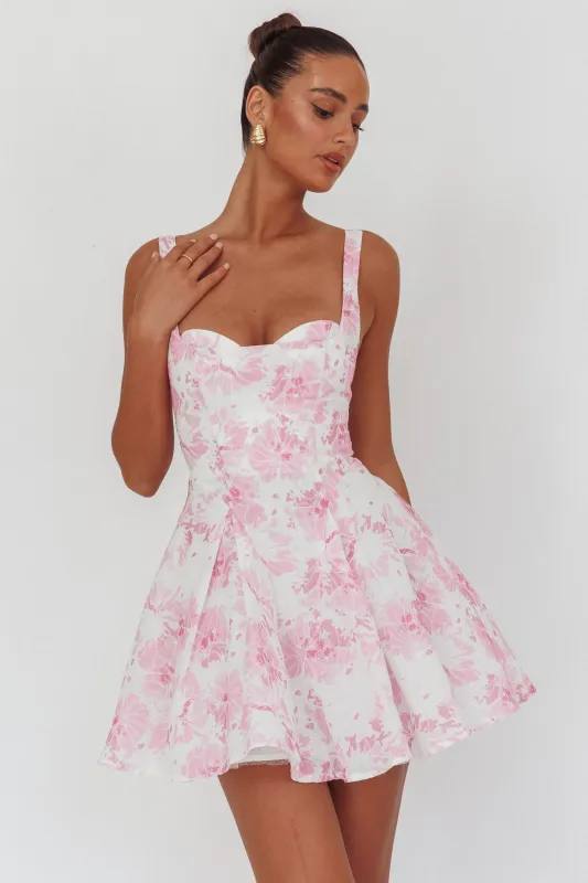 Get My Attention Off-Shoulder Mini Dress Floral Pink sold by Selfie Leslie
