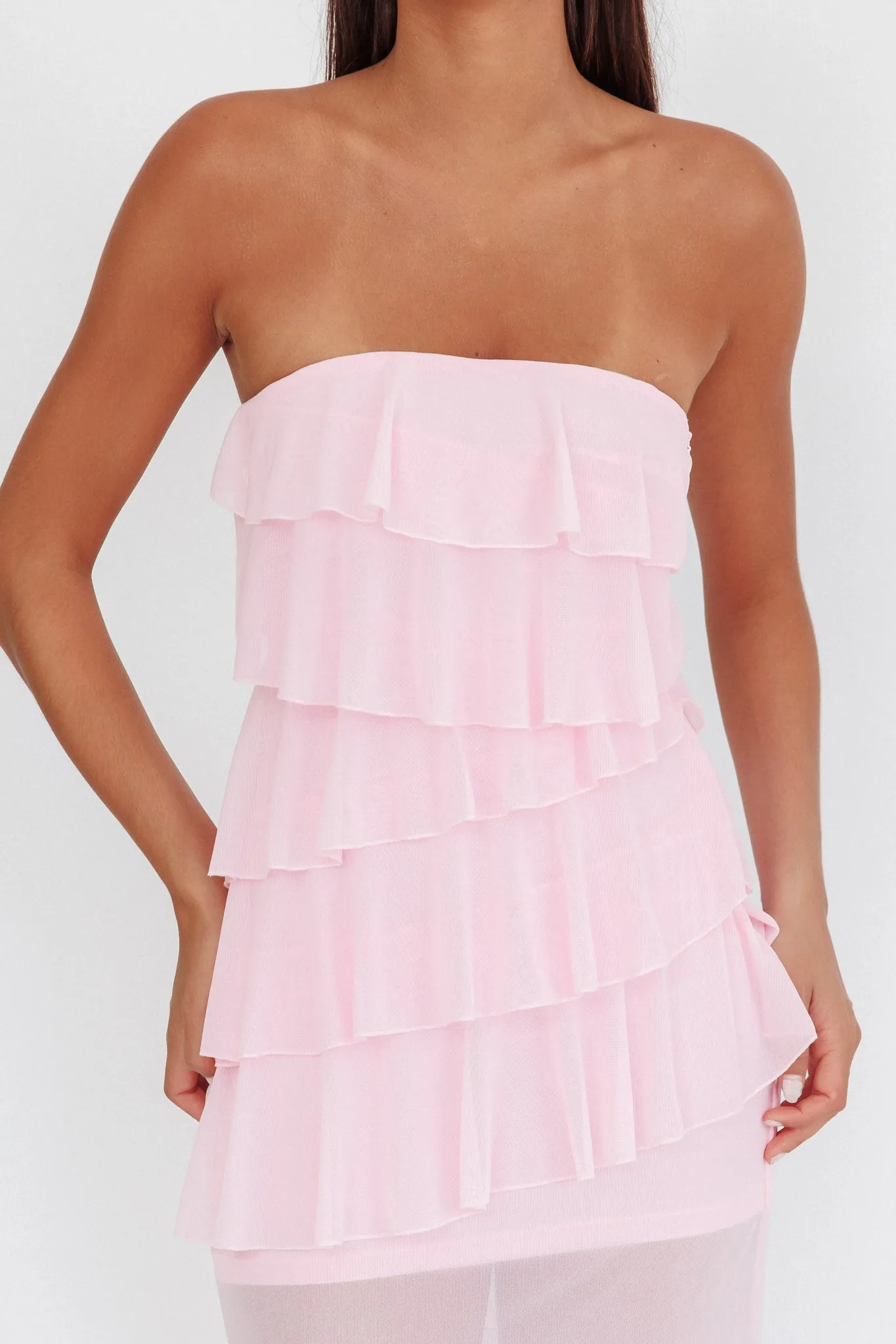 Crewe Strapless Ruffle Maxi Dress Pink sold by Selfie Leslie product image thumbnail 3