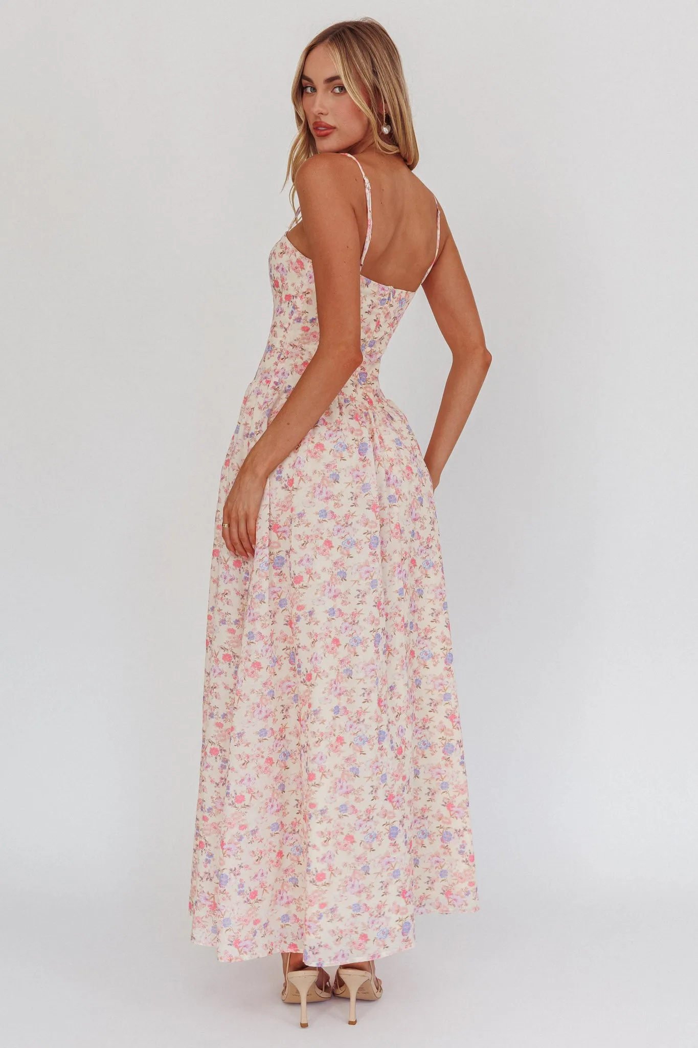 Daisy Day Basque Waist Maxi Dress Floral Blue sold by Selfie Leslie product image thumbnail 3