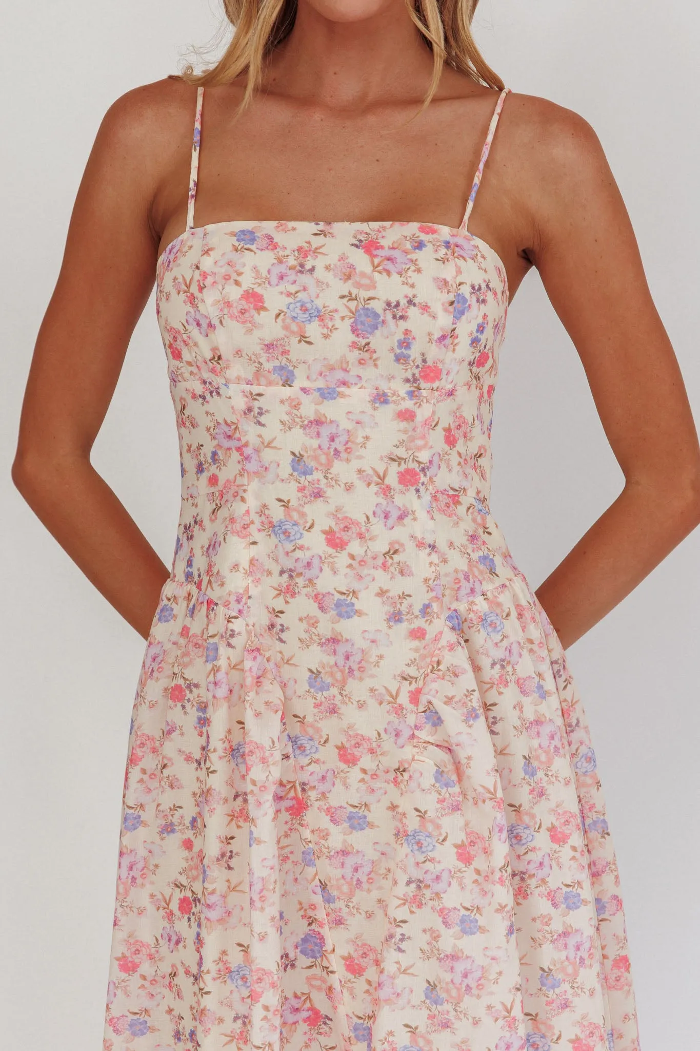 Daisy Day Basque Waist Maxi Dress Floral Blue sold by Selfie Leslie product image thumbnail 4