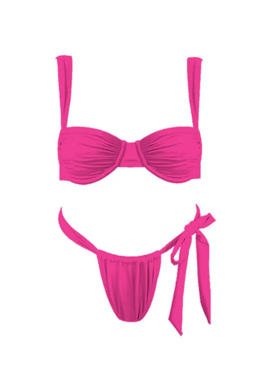 Malibu Gathered Bikini Top Fuchsia sold by Selfie Leslie