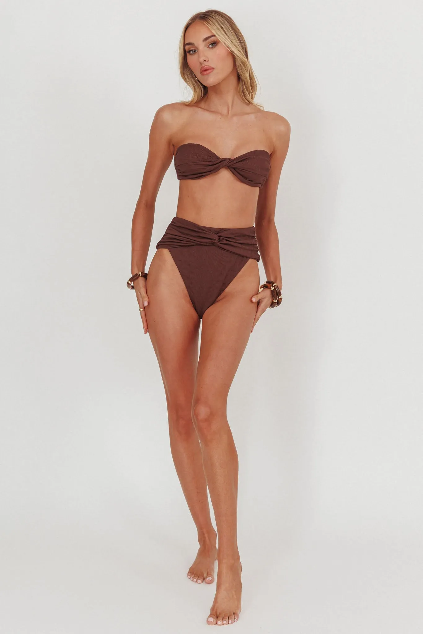 Monique Twist Bandeau Bikini Top Chocolate Texture sold by Selfie Leslie product image thumbnail 5