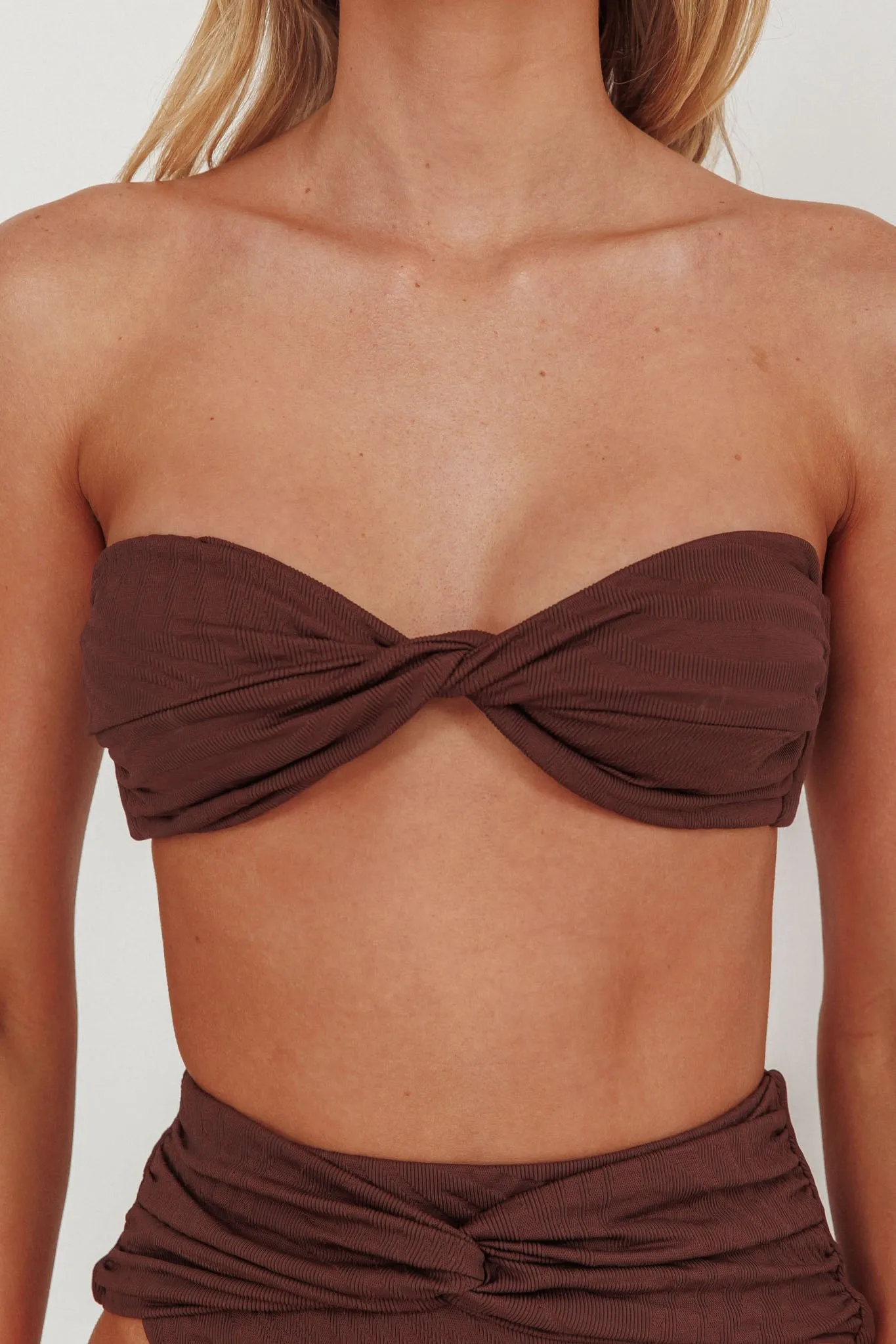 Monique Twist Bandeau Bikini Top Chocolate Texture sold by Selfie Leslie product image thumbnail 4