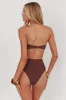 Monique High Waist Twist Bikini Bottom Chocolate Texture sold by Selfie Leslie