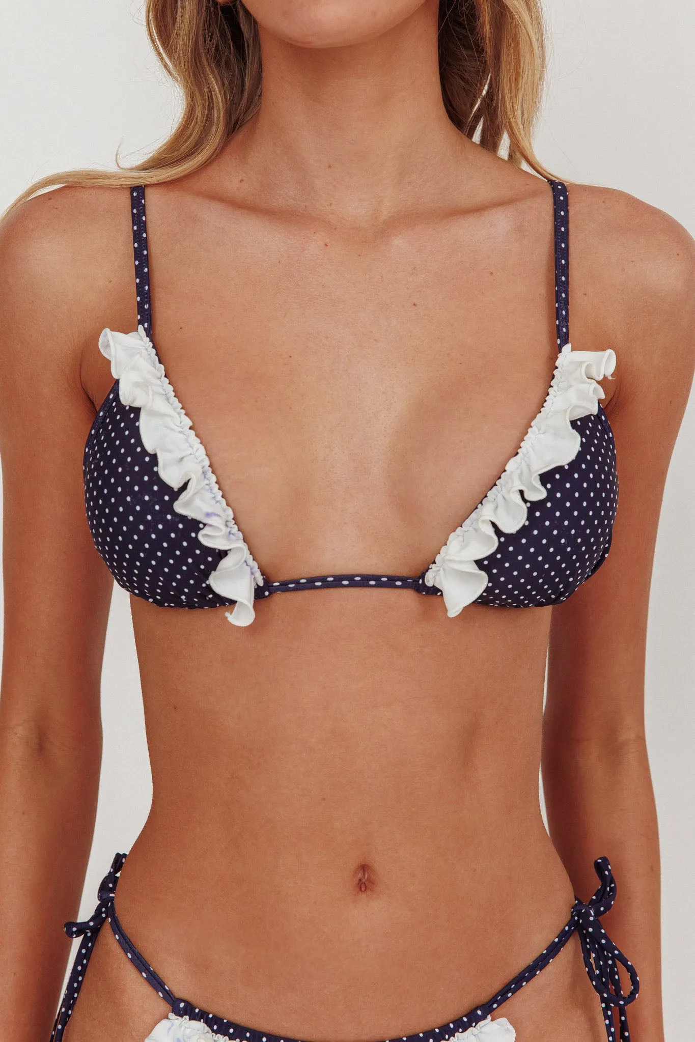 Josie Triangle String Fril Bikini Top Polka Dot sold by Selfie Leslie product image thumbnail 4