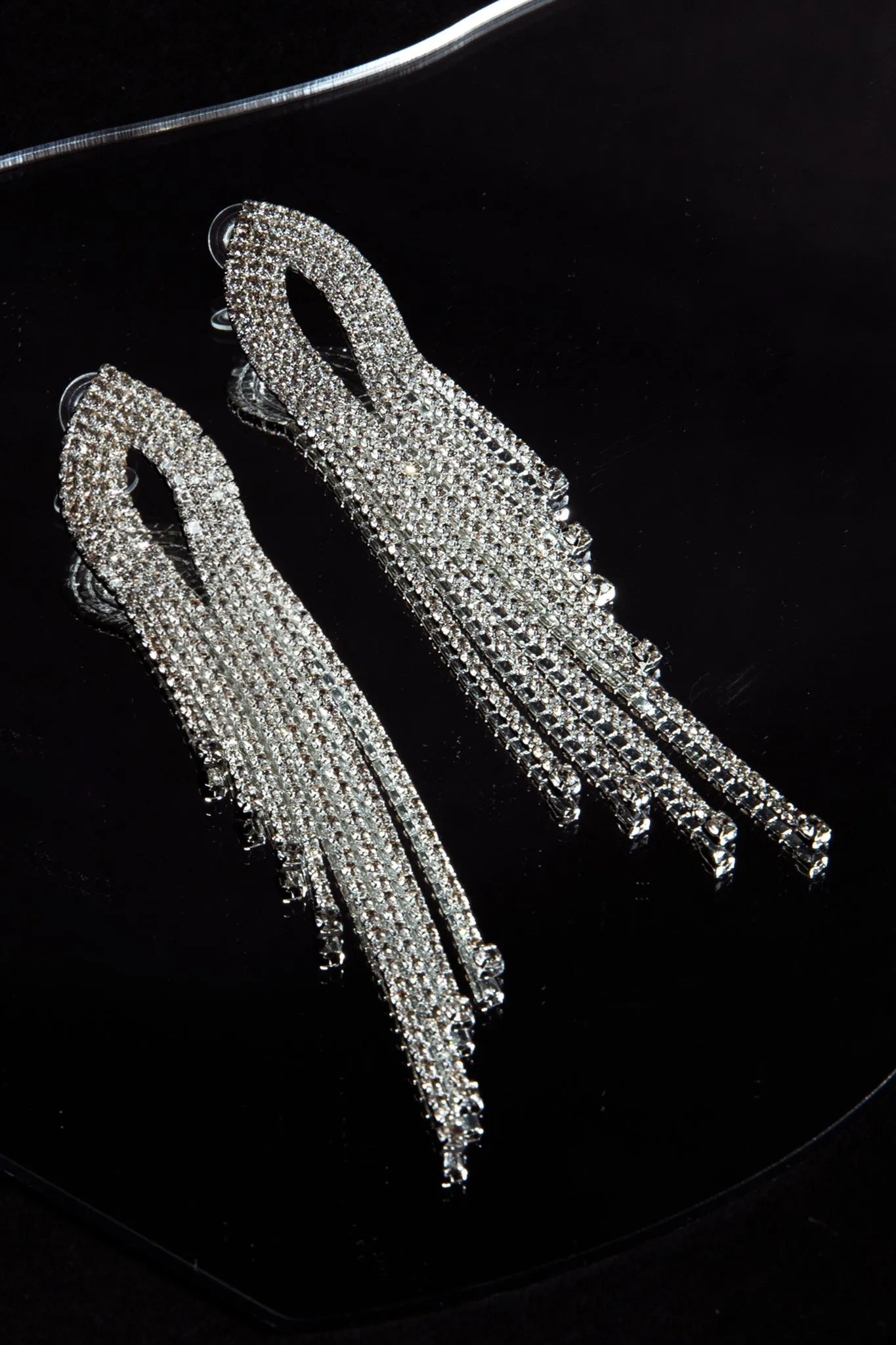 Khloe Diamante Tassel Earrings Silver sold by Selfie Leslie product image thumbnail 4