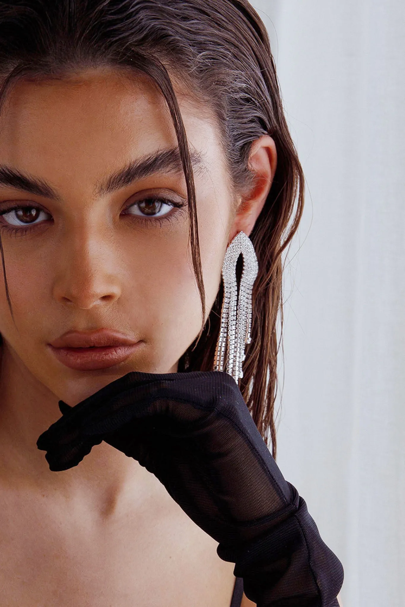 Khloe Diamante Tassel Earrings Silver sold by Selfie Leslie