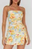 So Cliche Lace-Up Back Mini Dress Floral Orange sold by Selfie Leslie