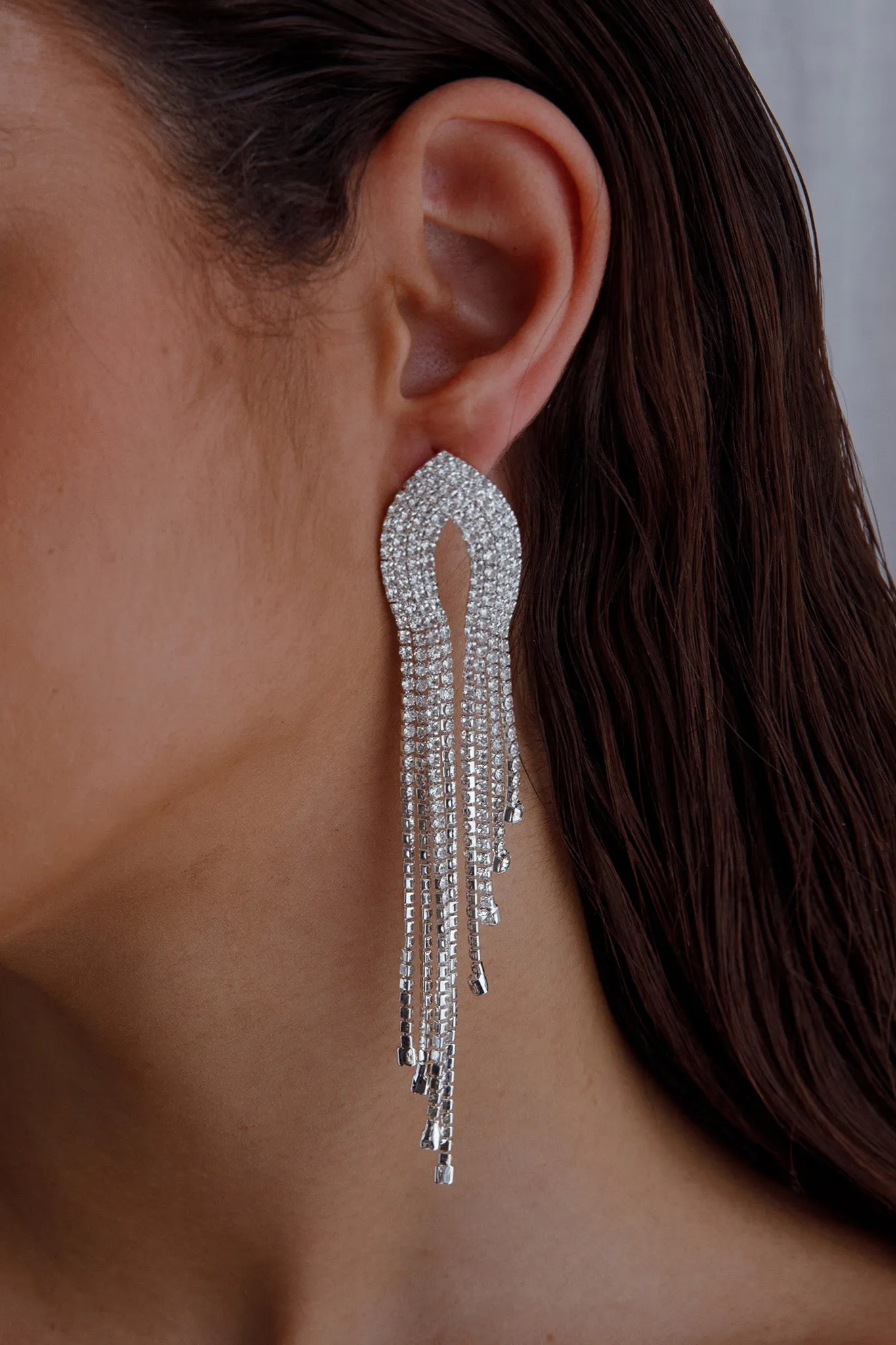 Khloe Diamante Tassel Earrings Silver sold by Selfie Leslie product image thumbnail 3