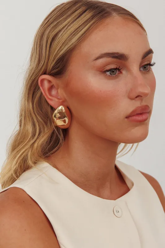 Sassie Irregular Pebble Earrings Gold sold by Selfie Leslie