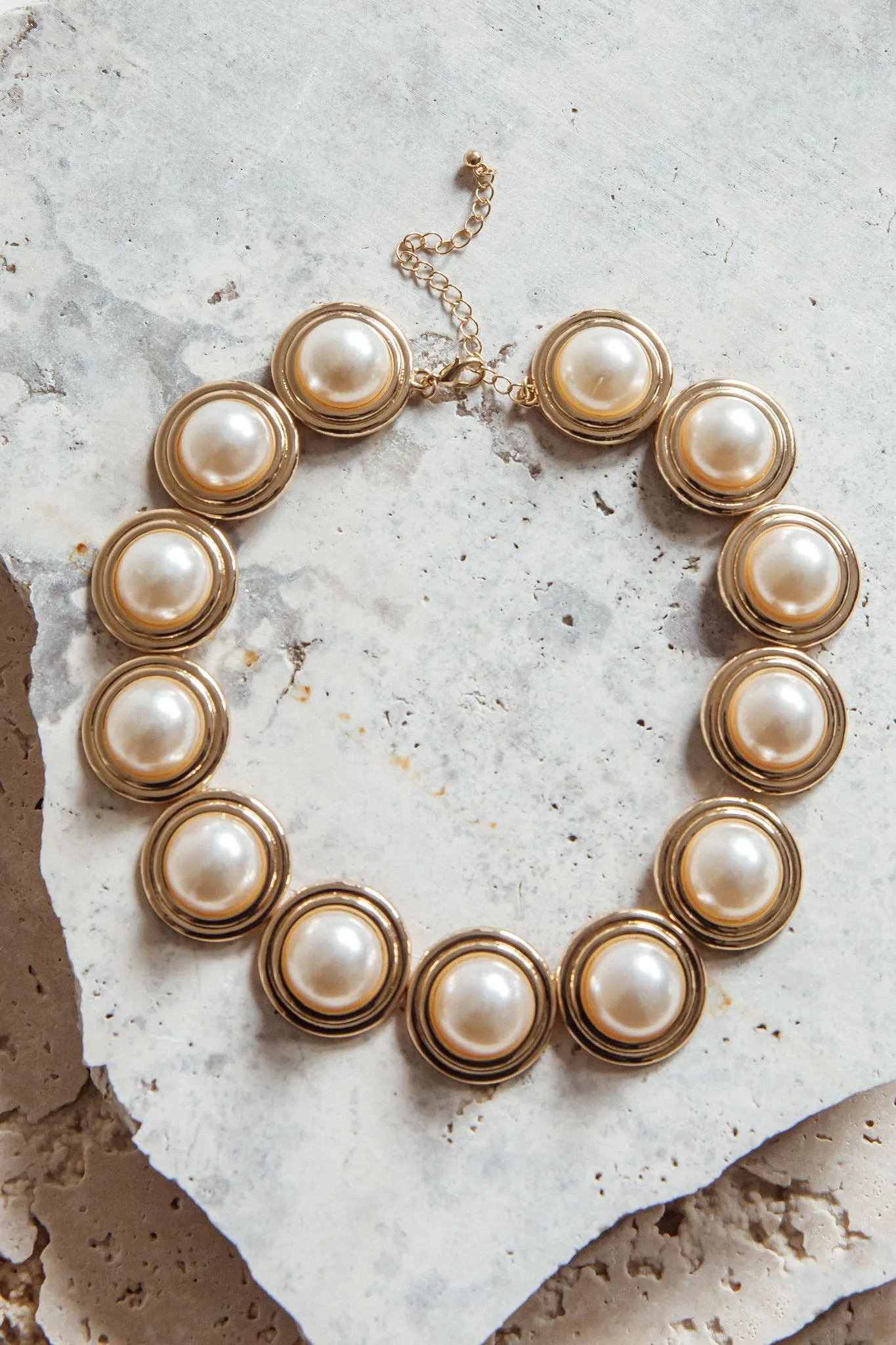 Chelsea Pearl Circle Necklace Gold/Pearl sold by Selfie Leslie