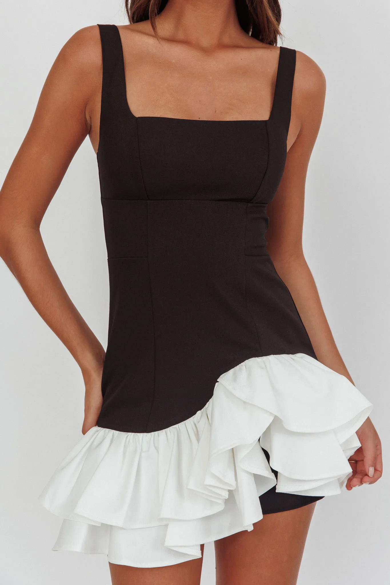 Romantic Layered Frill Mini Dress Black sold by Selfie Leslie product image thumbnail 3