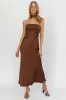 Damsel Reverse Halter Maxi Dress Satin Chocolate sold by Selfie Leslie