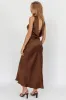 Damsel Reverse Halter Maxi Dress Satin Chocolate sold by Selfie Leslie